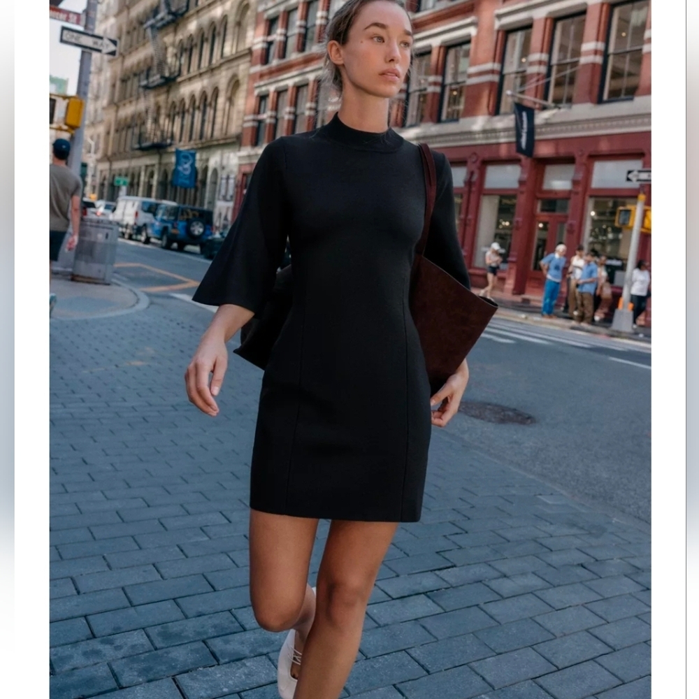 ZARA Black Knit Mini Dress – Size S – NEW with Tags